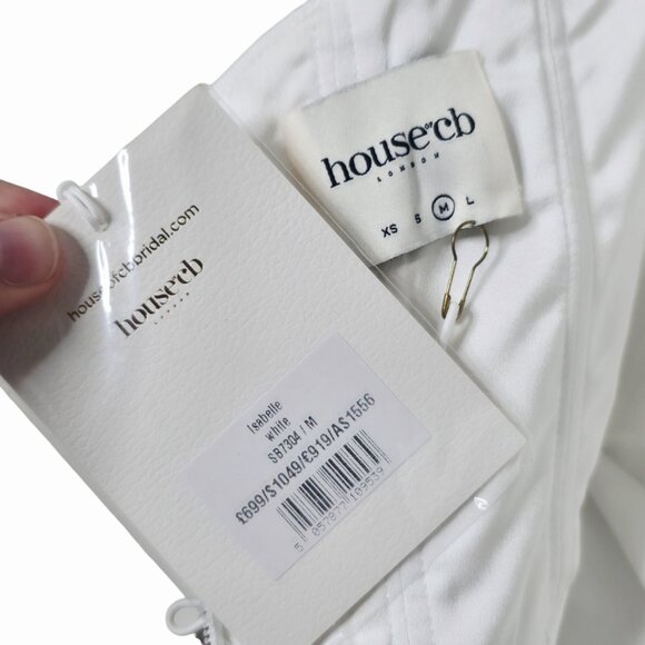 House of CB Isabelle White Lace Off Shoulder Long‎ Sleeve Wedding Dress Gown M - Picture 5 of 15